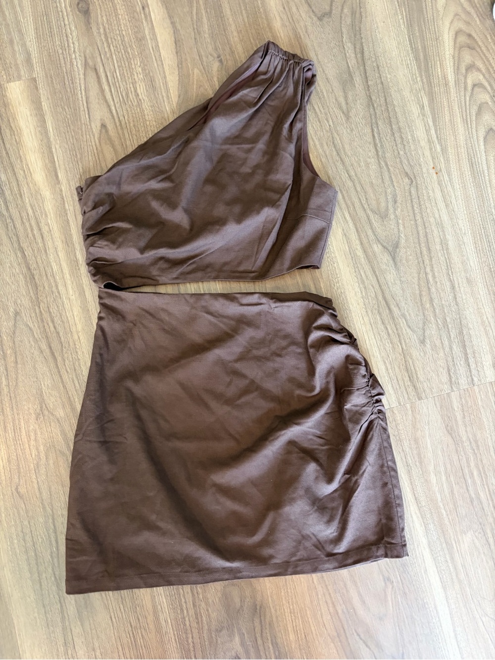 Riot Swim Linen Blend Dress in Deep Brown